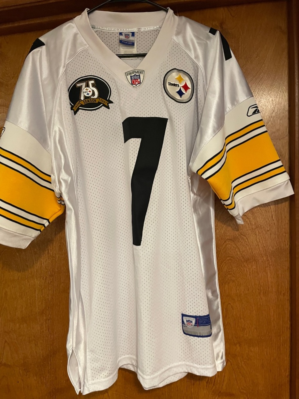 Reebok Pittsburgh Steelers White and Yellow #7 Football Jersey